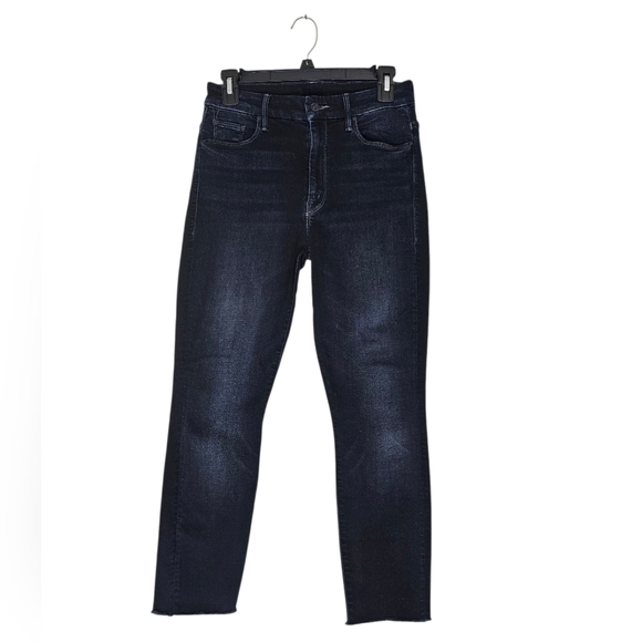 MOTHER High Waisted Looker Ankle Fray Skinny Blue Last Call Jeans 27 Preowned - Picture 1 of 12